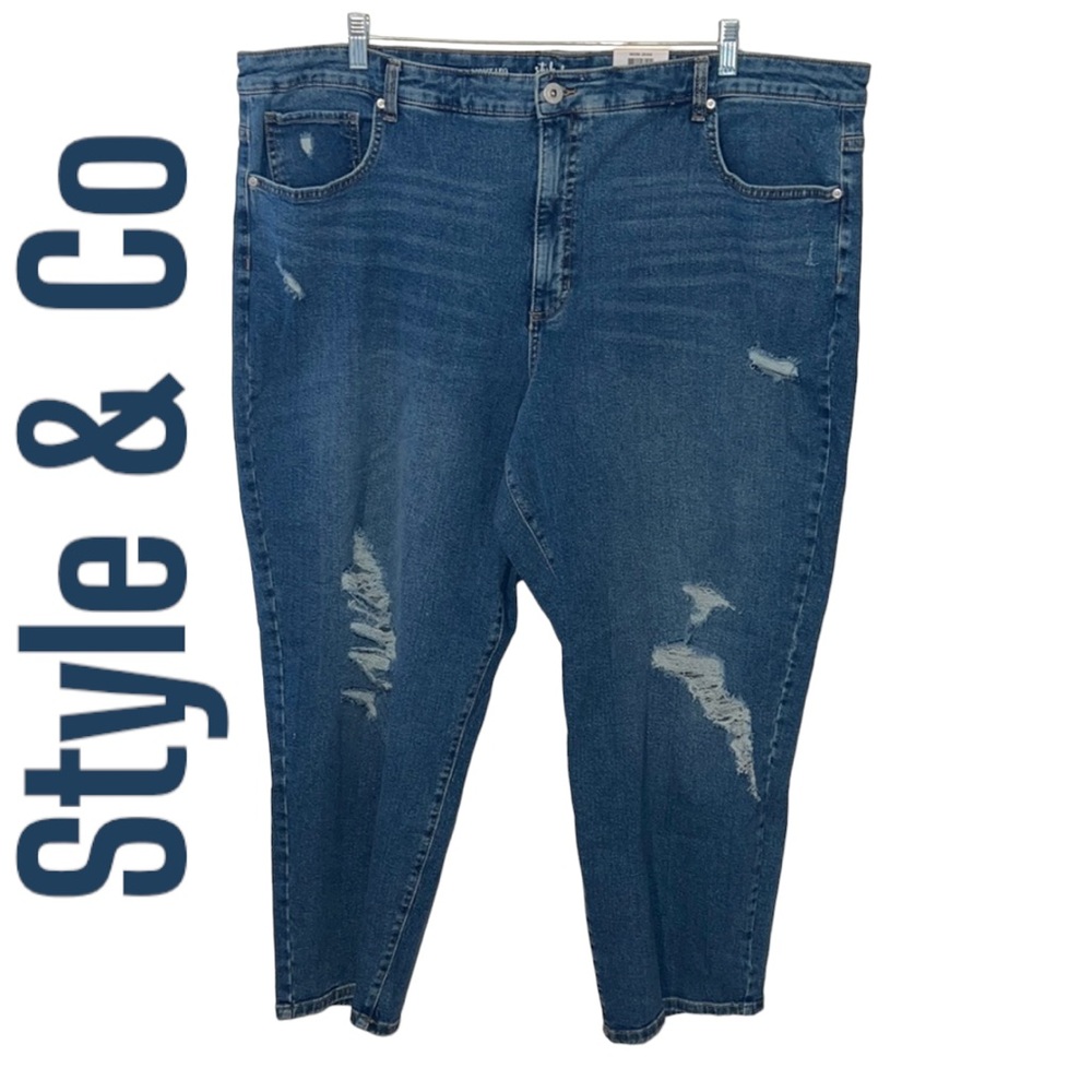 Style & Co Straight Leg High Rise Vintage Classic Mom Jean Size 24W NWT